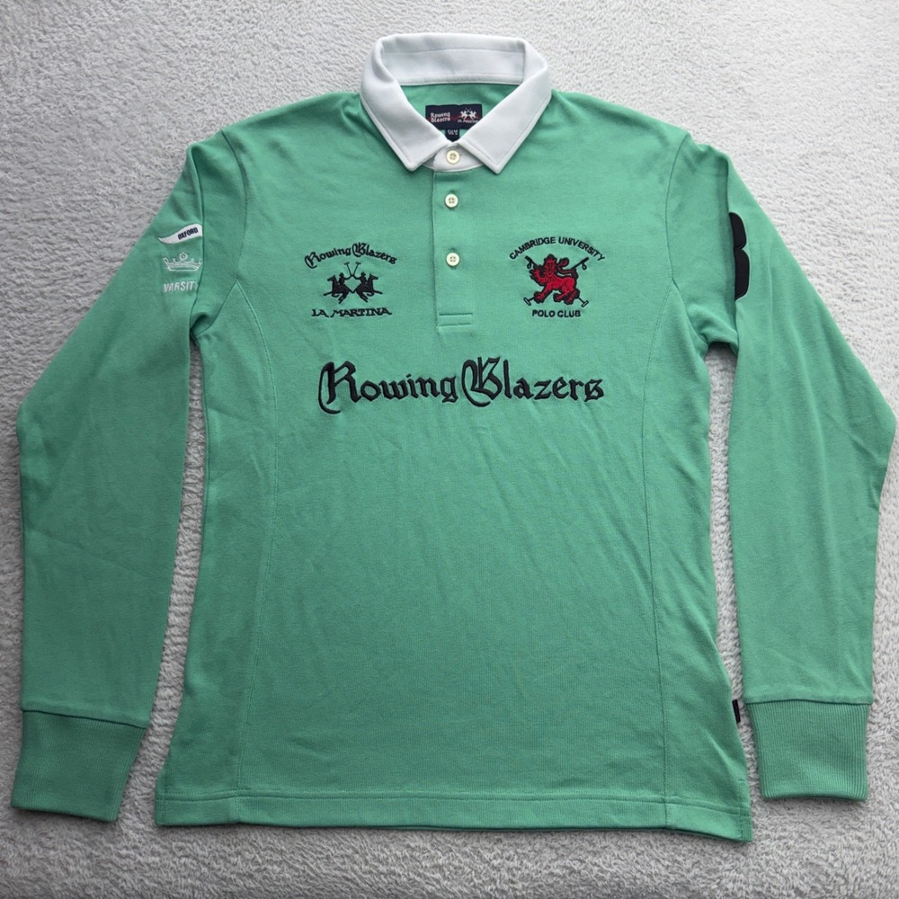 Rowing Blazers x La Martina Cambridge University Polo Club Rugby Shirt Green S